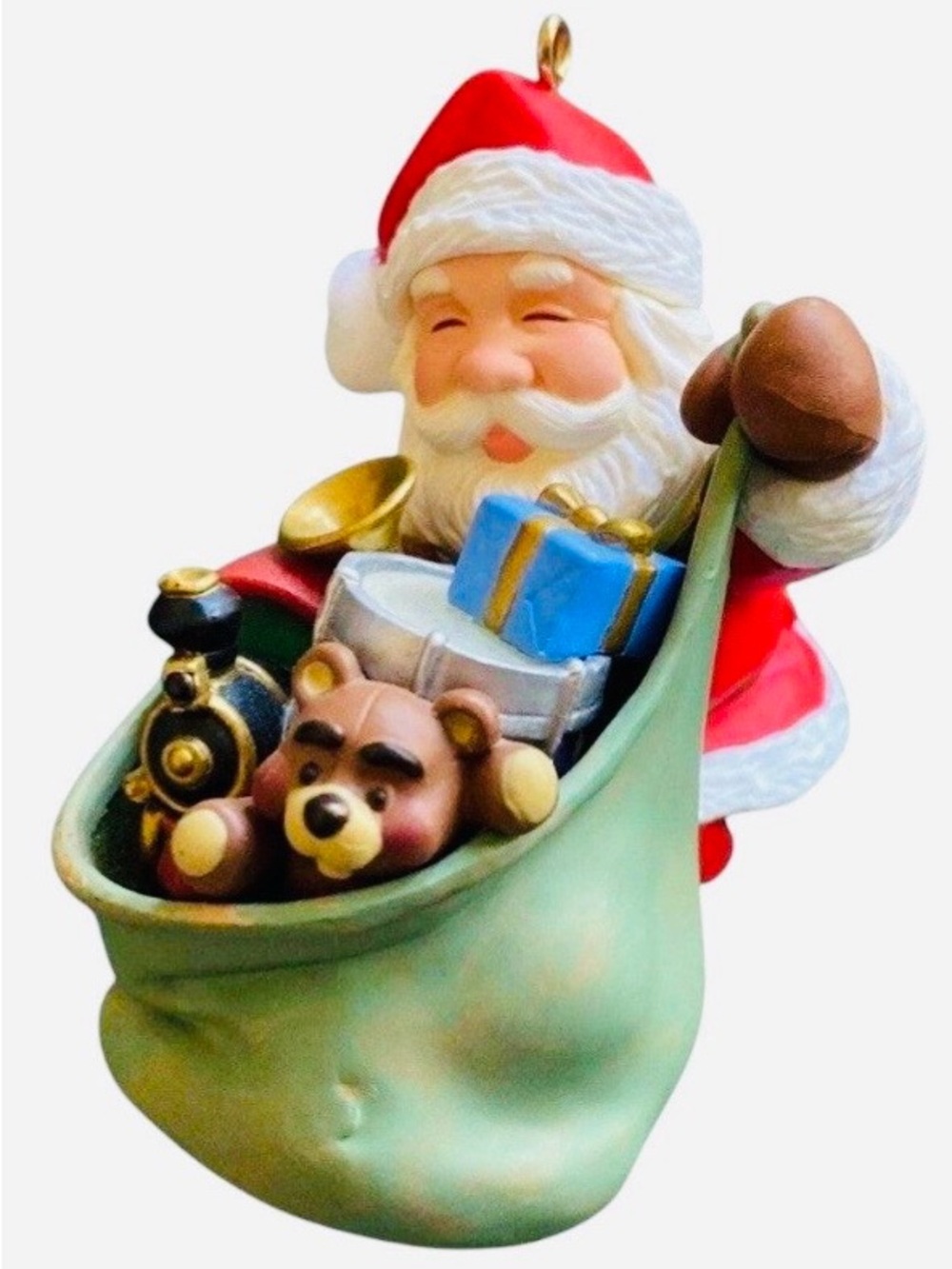 2005 Santa with Toy Sack Holiday Figurine - Red, Green Hallmark Ornament
